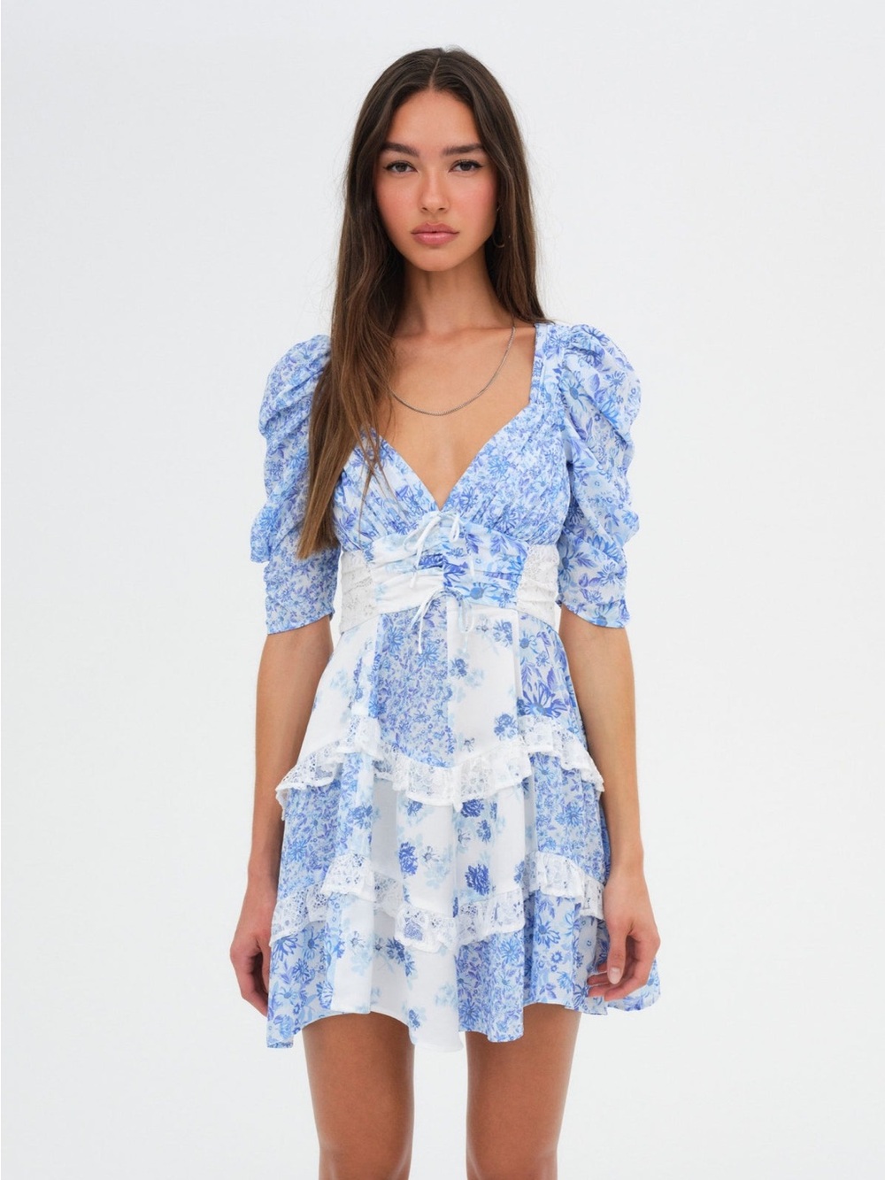 For Love & Lemons Blue Rosalyn mini dress